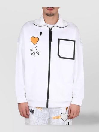 HUGO BOSS cotton high neck zip sweatshirt