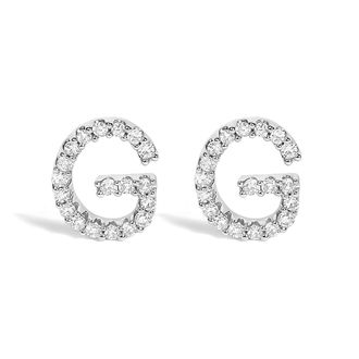 House of Brilliance 10K Gold 1/10 Cttw Diamond Initial A to Z Stud Earring