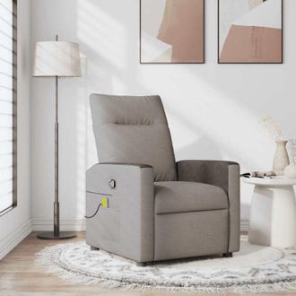 vidaXL Sill&oacute;n De Masaje Reclinable De Tela Gris Taup&eacute; Vidaxl