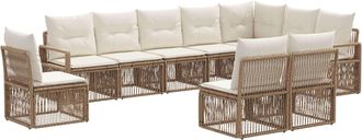 vidaXL Conjunto De Sof&aacute;s De Jard&iacute;n 10 Uds. Beige Rat&aacute;n Sint&eacute;tico Vidaxl