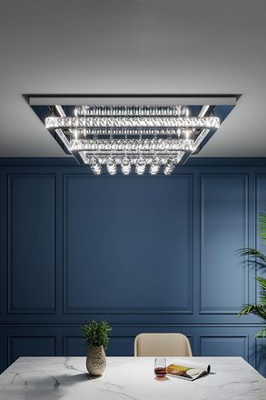 Living and Home Modern Crystal LED Flush Mount Ceiling Light in Silver