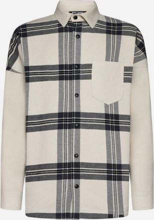 Palm Angels Off White Check Logo Overshirt