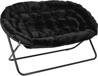 Flash Furniture Contemporary Double Saucer Chair, Black Fabric/Black Frame