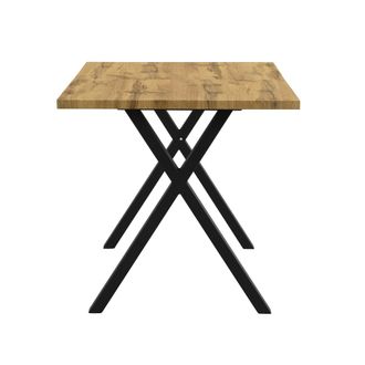 STILVORA Mesa De Comedor En Mdf Con Patas Cruzadas - 140&times;80&times;76 Cm, Dise&ntilde;o Minimalista Moderno, Roble