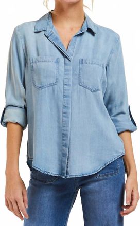Velvet Heart Riley Tencel Button Down Shirt In Light Indigo Blue