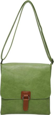 Generic Womens Vegan Leather Crossbody Bag, Satchel Bag, Flap Closure with Buckle (Green)
