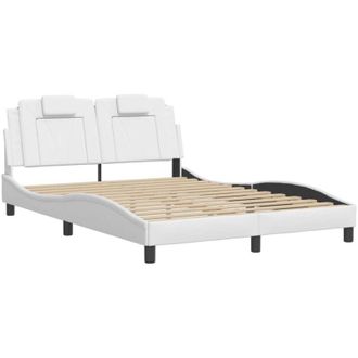 vidaXL Vidaxl - Estructura Cama Con Luces Led Cuero Sint&eacute;tico Blanco 140x190 Cm