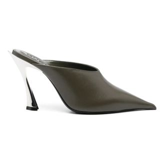 MUGLER Khaki Stijlvolle Muiltjes Schoenen - Dames - Muiltjes - Groen - 36 1/2 EU - Schoenen