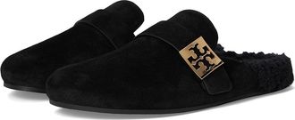 Tory Burch Mellow Shearling Mule Womens Flat Shoes Perfect Black/Perfect Black : 10 M, Leather/Polyester/Rubber