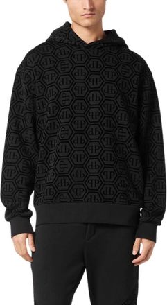 Philipp Plein Felpa con cappuccio e logo floccato - - Sweatshirts & Hoodies - Uomo - Nero - M