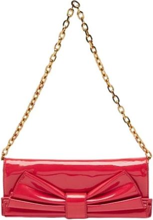Valentino Pre-owned Clutches, female, Red, Size: ONE SIZE Pre-owned Sculpted Bow Patent Clutch