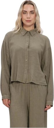 Simple Overhemden, Dames, Groen, L, Linnen, Paloma Blouse