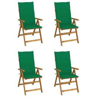 vidaXL Vidaxl - Sillas De Jard&iacute;n Reclinables 4 Uds Madera Maciza Acacia Cojines