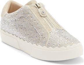 Anne Klein Cadia Zip Embellished Sneaker in Platinum at Nordstrom Rack, Size 7.5