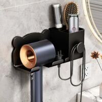 OEM Houhence - Soporte De Pared Para Secador De Pelo - Organizador Autoadhesivo Negro - Resistente A La Humedad - F&aacute;cil Instalaci&oacute;n En Azulejos Y Vidrio -