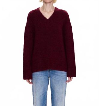Pistola Denim Talia Chunky V-Neck Sweater In Claret