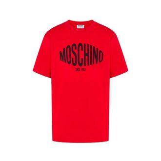 Moschino T-Shirts, unisex, Red, Size: XL Printed cotton jersey T-shirt
