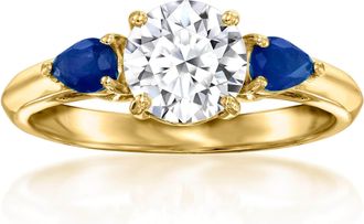Ross-Simons Lab-Grown Diamond Ring With. Sapphires in 14kt Yellow Gold