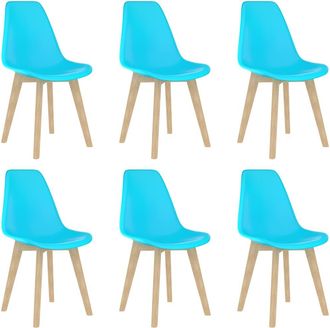 vidaXL Sillas De Comedor 6 Unidades Pl&aacute;stico Azul Vidaxl