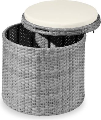 Best Choice Products Round Wicker Ottoman, Multipurpose Furniture w/ Removable Cushion, Steel Frame