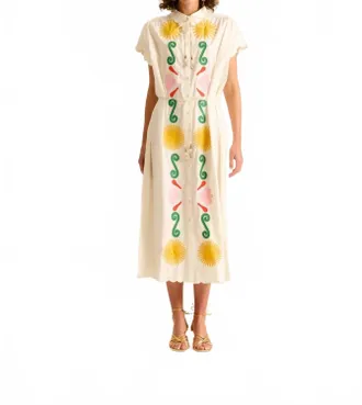 Carolina K Valerie Embroidered Kaftan Midi Dress In Off White