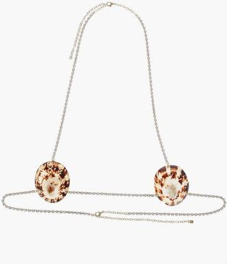 Dsquared2 Metal Bra Body Chain Embellished with Rhinestones and Shells size One