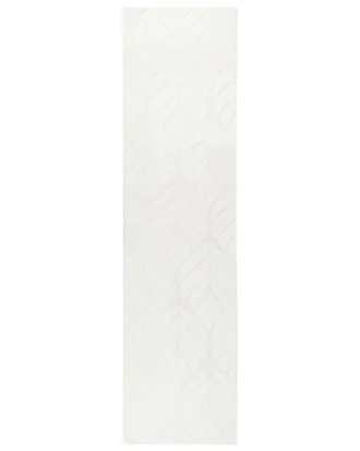 Beliani Tappeto Da Corridoio In Pelliccia Sintetica Di Coniglio A Pelo Lungo Con Motivo A Foglie, 80 X 300 Cm, Bianco Sporco, Mitchell