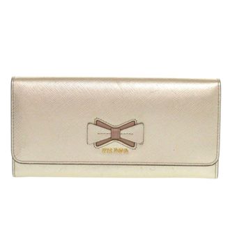 Prada Gold Leather Long Wallet (Bi-Fold) (Pre-Owned)