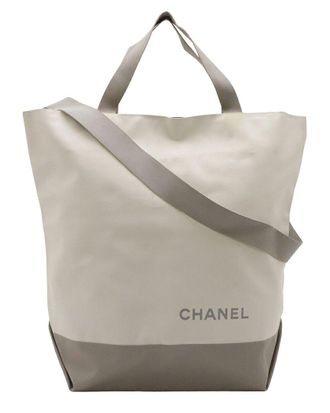 Chanel Grey Nylon Logo 2Way Tote (Authentic Pre-Loved)