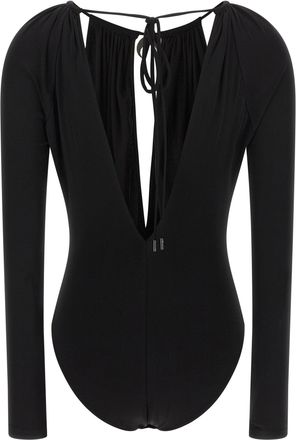 Marine Serre Cut-Out Stretch Viscose Bodysuit - Black