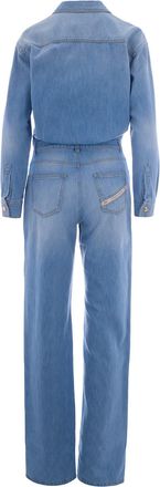 Elisabetta Franchi Womens Denim Jumpsuit Light Blue Cotton Evening Suits
