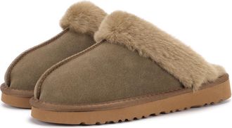 Generic Womens Fuzzy Memory Foam House Slippers Comfy Fluffy Winter Scuff Slippers Warm & Cozy Indoor Slip-On Scuffette Slides for Bedroom,Olive Brown,6.5 UK