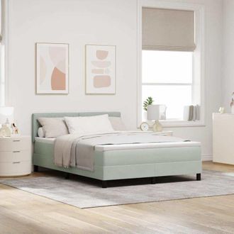 vidaXL Vidaxl - Cama Con Somier Y Colch&oacute;n Gris Claro 140 X 190 Cm Tela