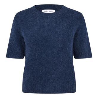 Sams&oslash;e & Sams&oslash;e Round-neck Knitwear, female, Blue, Size: XS Sajeanne Top