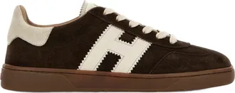 Hogan Dark Brown Suede Low-Top Sneakers With Cream Logo
