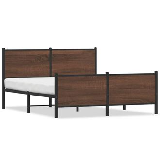 Berkfield Home Metal Bed Frame without Mattress Brown Oak 140x200 cm