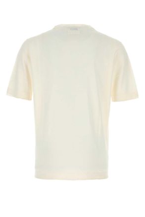 Palt&ograve; Mens Ivory Knit T-Shirt Bianco Exterior: Linen Cotton