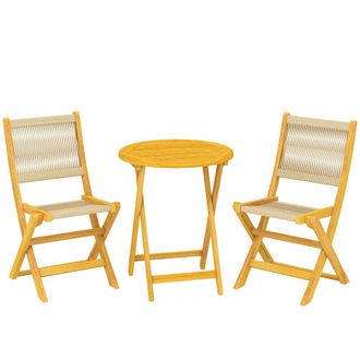 OUTSUNNY Conjunto de bistr&oacute; 48x55.5x88 cm madera natural