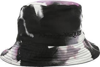 Alexander McQueen Watercolor Embroidered Bucket Hat in Black Multi at Nordstrom Rack, Size Small