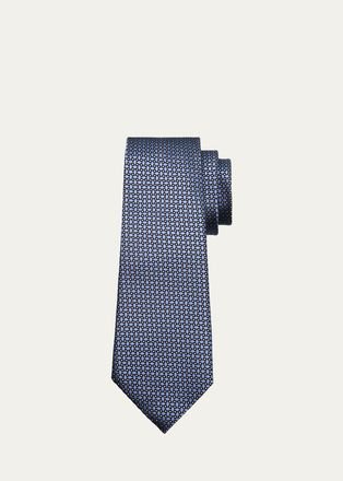 Ermenegildo Zegna Mens Micro-Geometric Jacquard Silk Tie