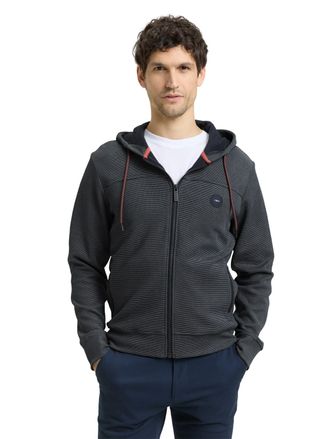 Tom Tailor Sweatjacke TOM TAILOR, Herren, Gr. XXL, navy gr&uuml;n stripe structure, Sweatware, Obermaterial: 90% Baumwolle, 10% Polyester, Strukturmuster, regular fit