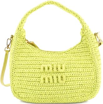 Miu Miu Wander Crochet Mini hobo bag - Groen