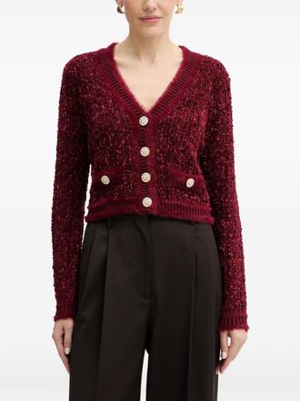 Guess Co button V-neck cardigan - Red