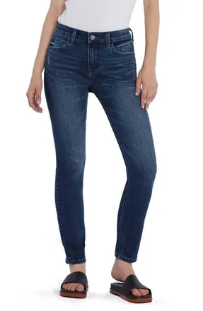 HINT OF BLU Vera Mid Rise Skinny Jeans in Cycle Blue at Nordstrom, Size 26