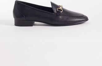 Mango Mocassini in pelle neri con dettagli in metallo dorato-Nero