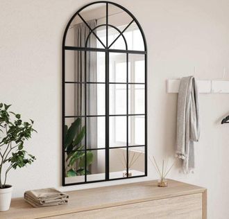 vidaXL Specchio da Parete Nero 60x110 cm Arco in Ferro