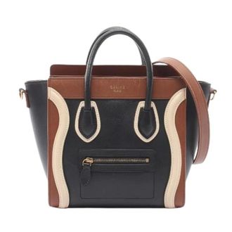 Celine Pre-owned Handbags, female, Multicolor, Size: ONE SIZE Pre-owned Luggage Nano Shopper Leather 2way Handbag