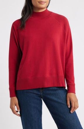 Eileen Fisher Mock Neck Long Sleeve Top in Ruby at Nordstrom Rack, Size X-Large