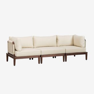 Sklum Sklum - Sof&aacute; Modular De Jard&iacute;n De 3 Piezas Con 2 Sillones Esquineros En Acacia Giulia