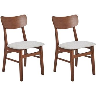Beliani Set di 2 sedie da pranzo Seduta in tessuto grigio chiaro Struttura in legno scuro Anoka